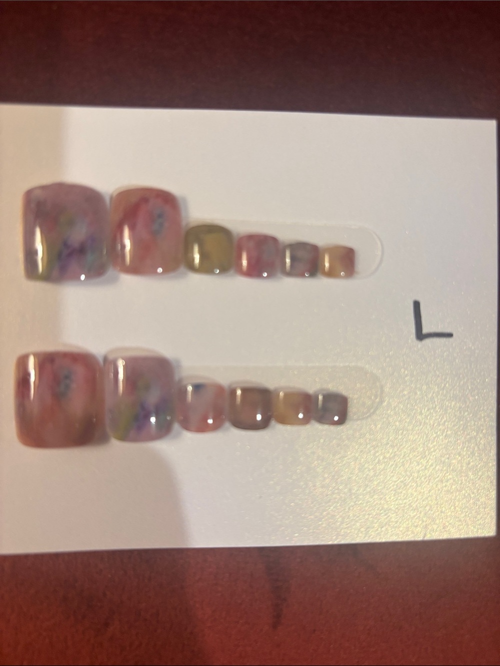 Hand-Painted Pink Marble Toe Nail Set